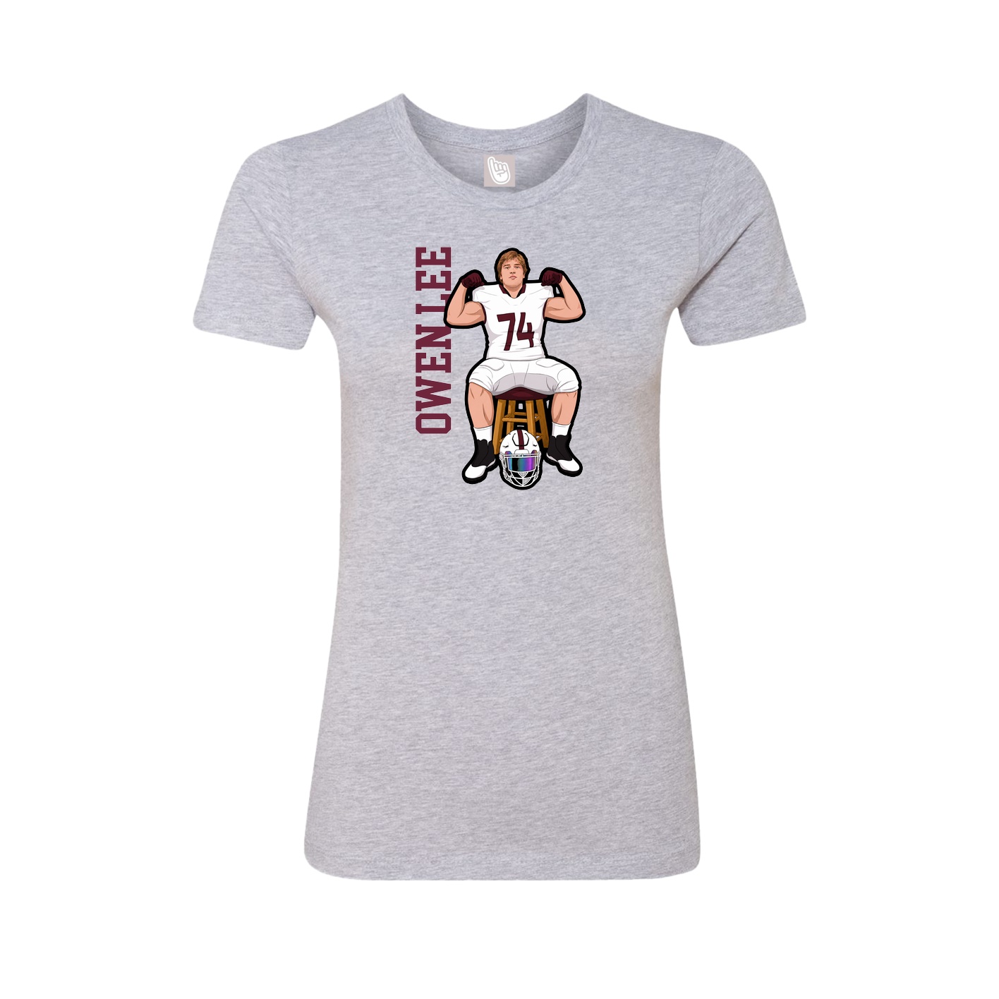 Fitted Women's Tee — Name Vertical in Grey