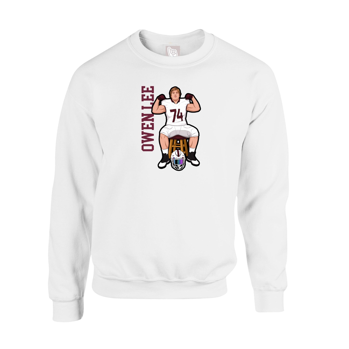 Fleece Crew — Name Vertical in White