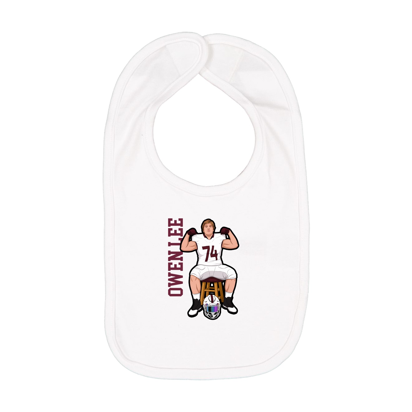 Infant Bib — Name Vertical in White