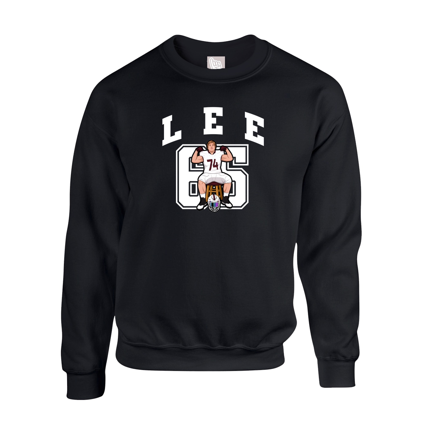 Fleece Crew — Number in Black