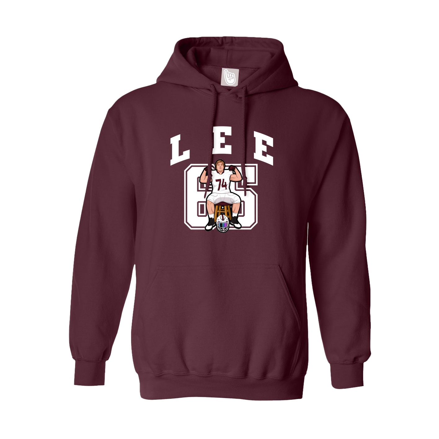 Youth Hoodie — Number in Maroon