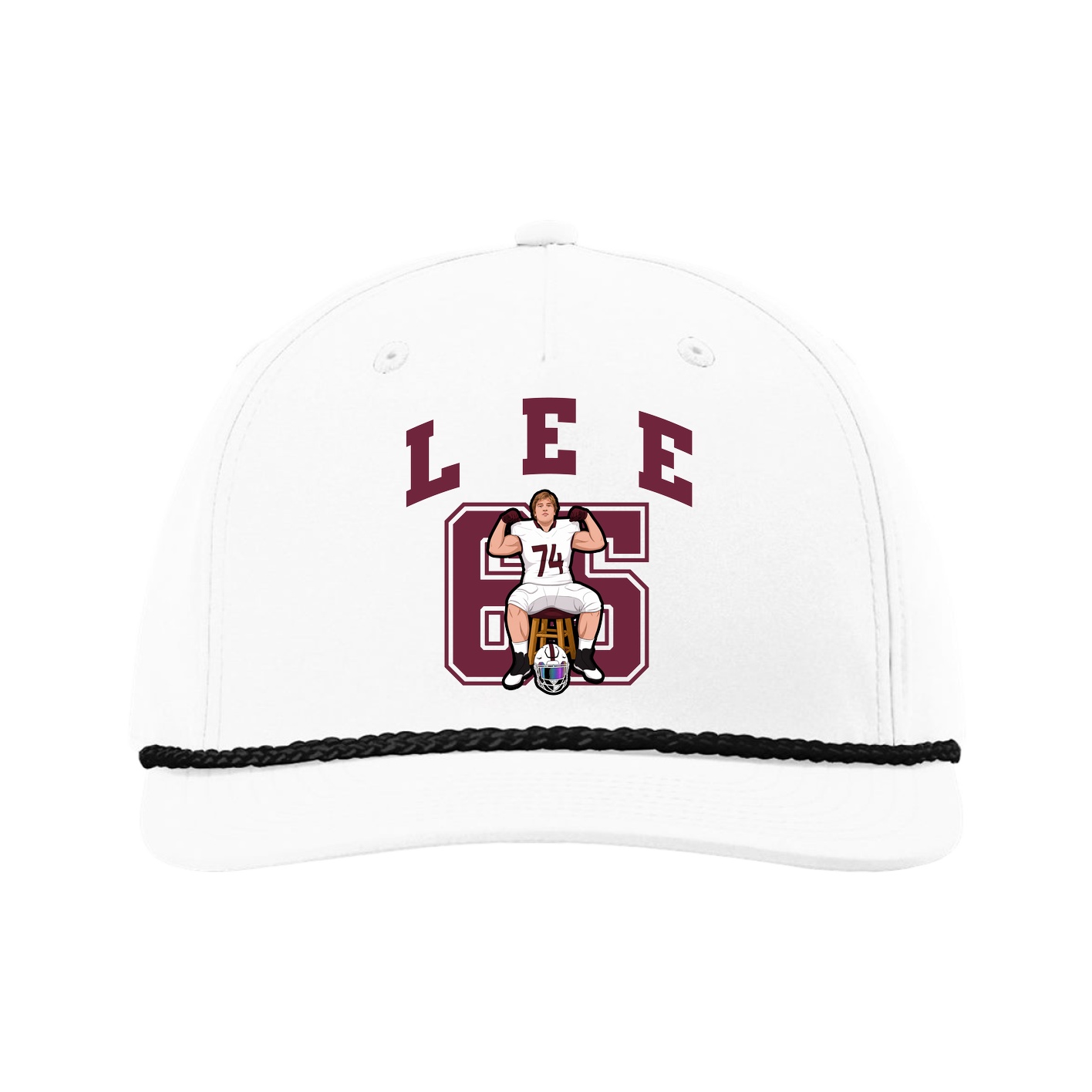 Five-Panel Classic Rope Cap — Number in White