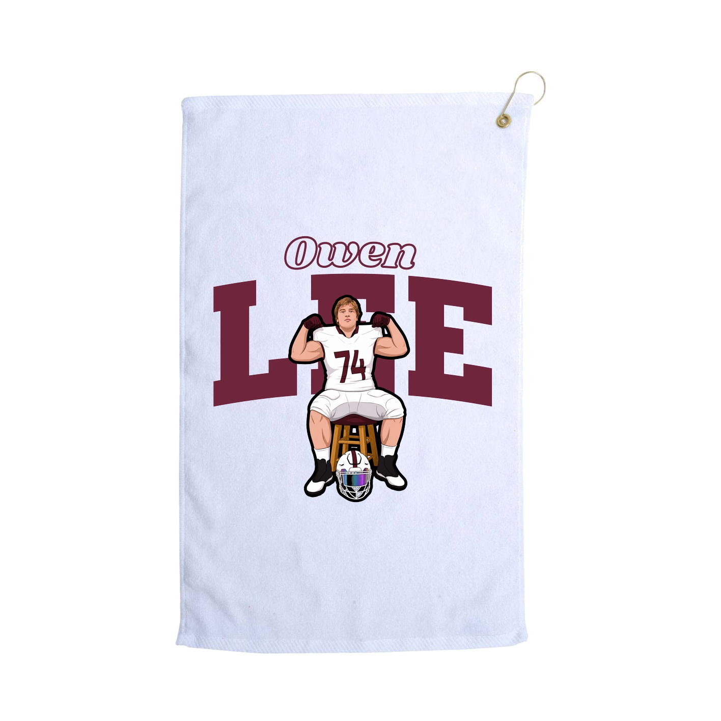 Golf Towel — Name Arch in White