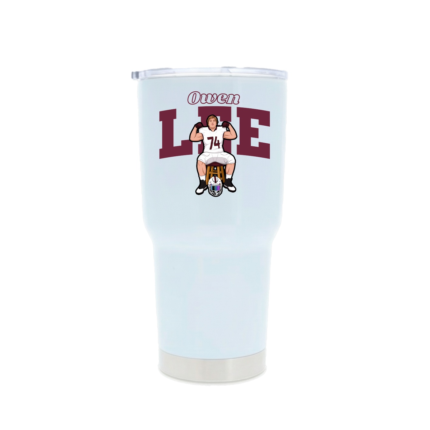 30oz Stainless Steel Tumbler — Name Arch in White