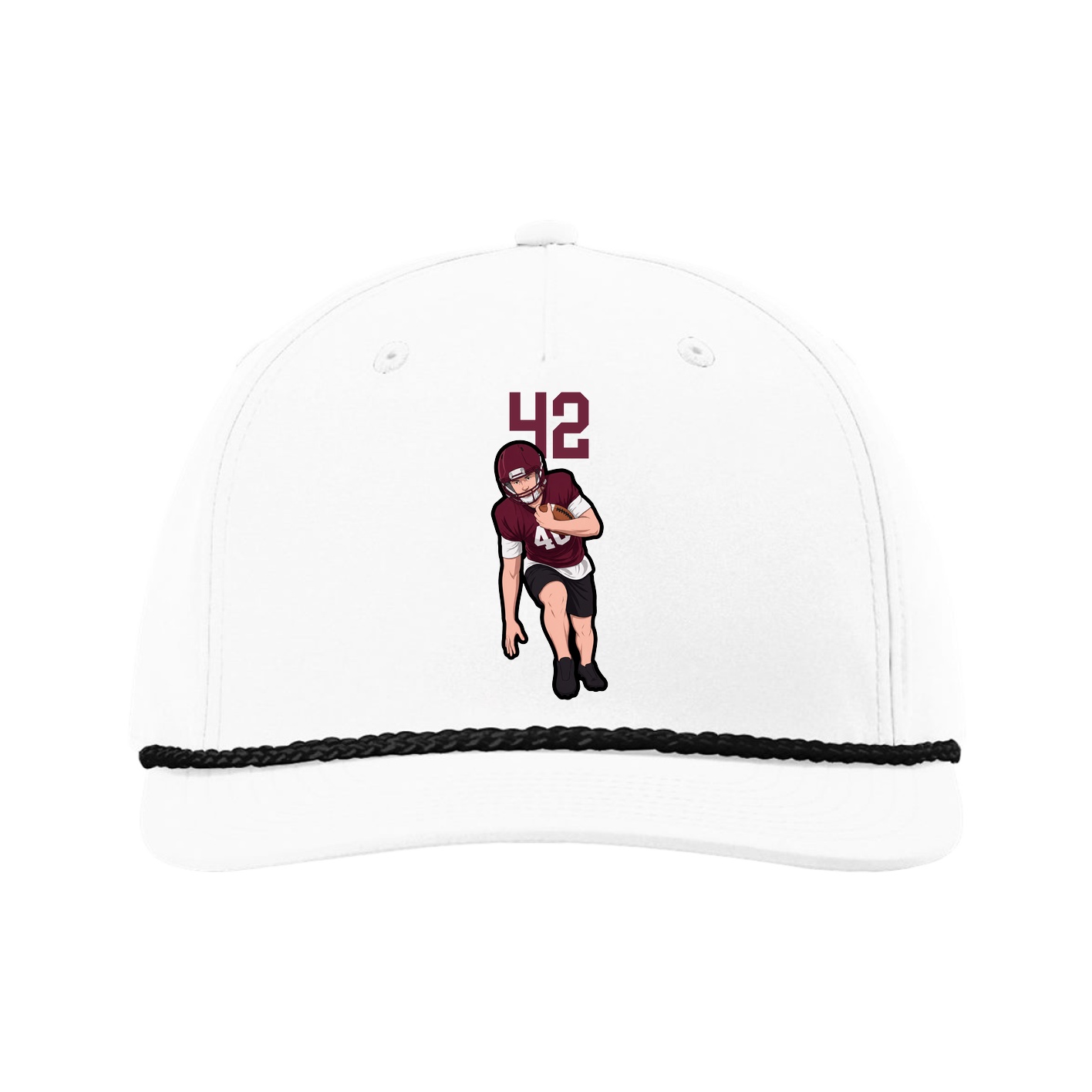 Five-Panel Classic Rope Cap — Number Top in White
