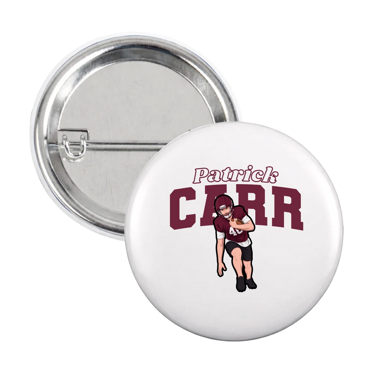 Game Day Button — Name Arch in White