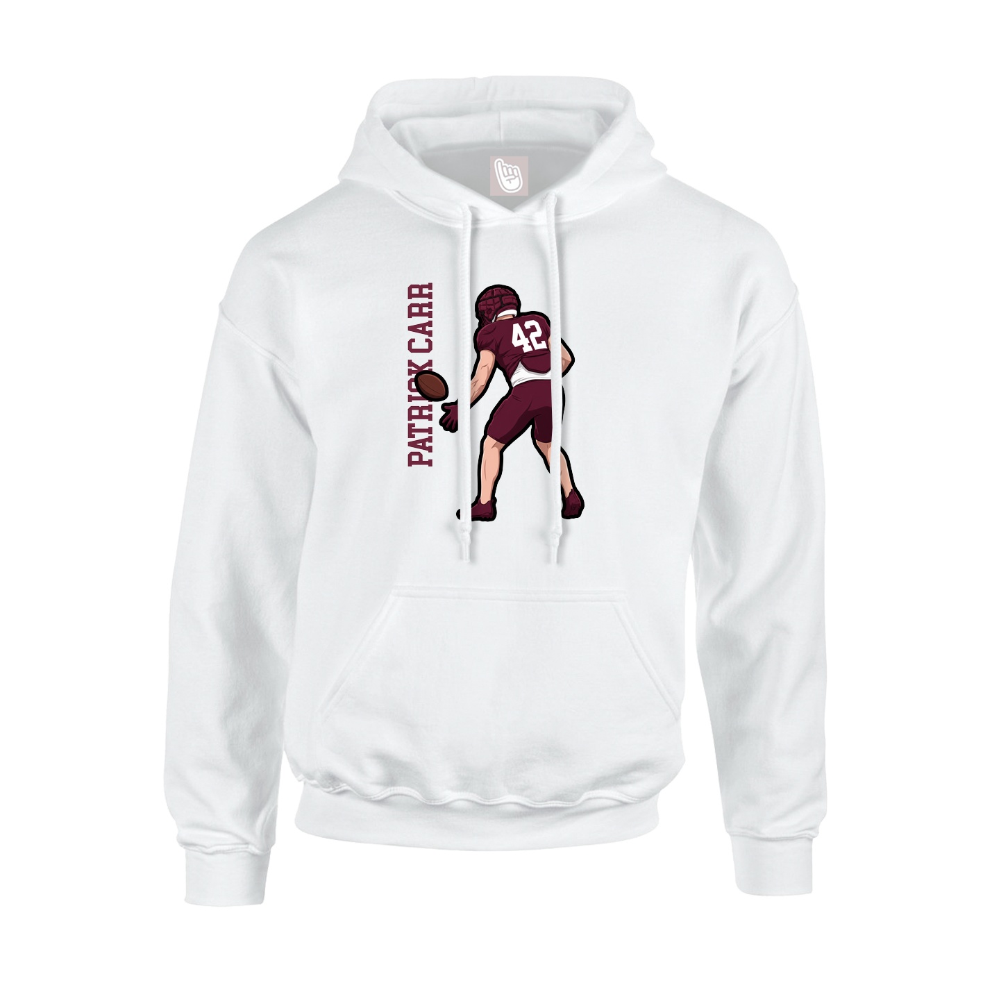 Youth Hoodie — Name Vertical in White