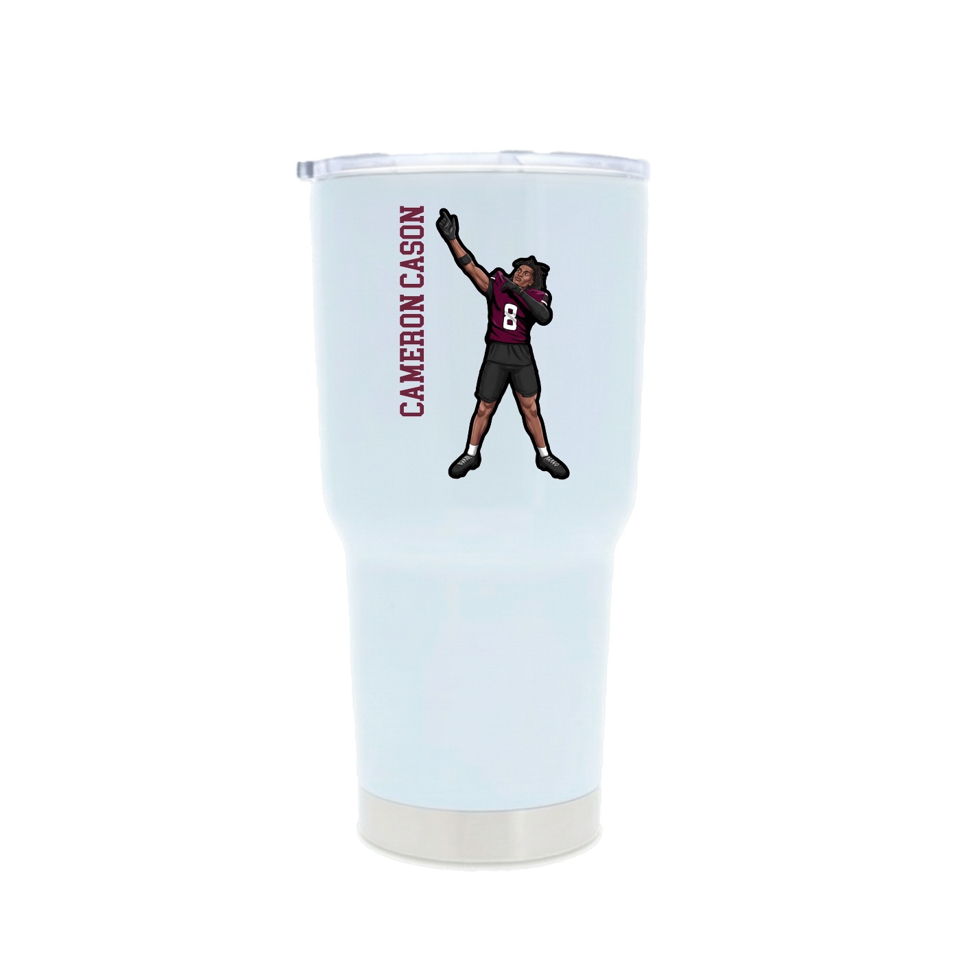 30oz Stainless Steel Tumbler — Name Vertical in White