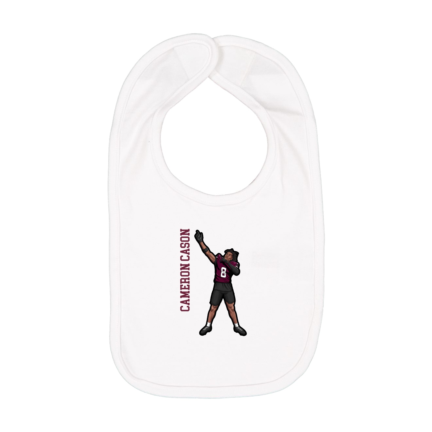 Infant Bib — Name Vertical in White