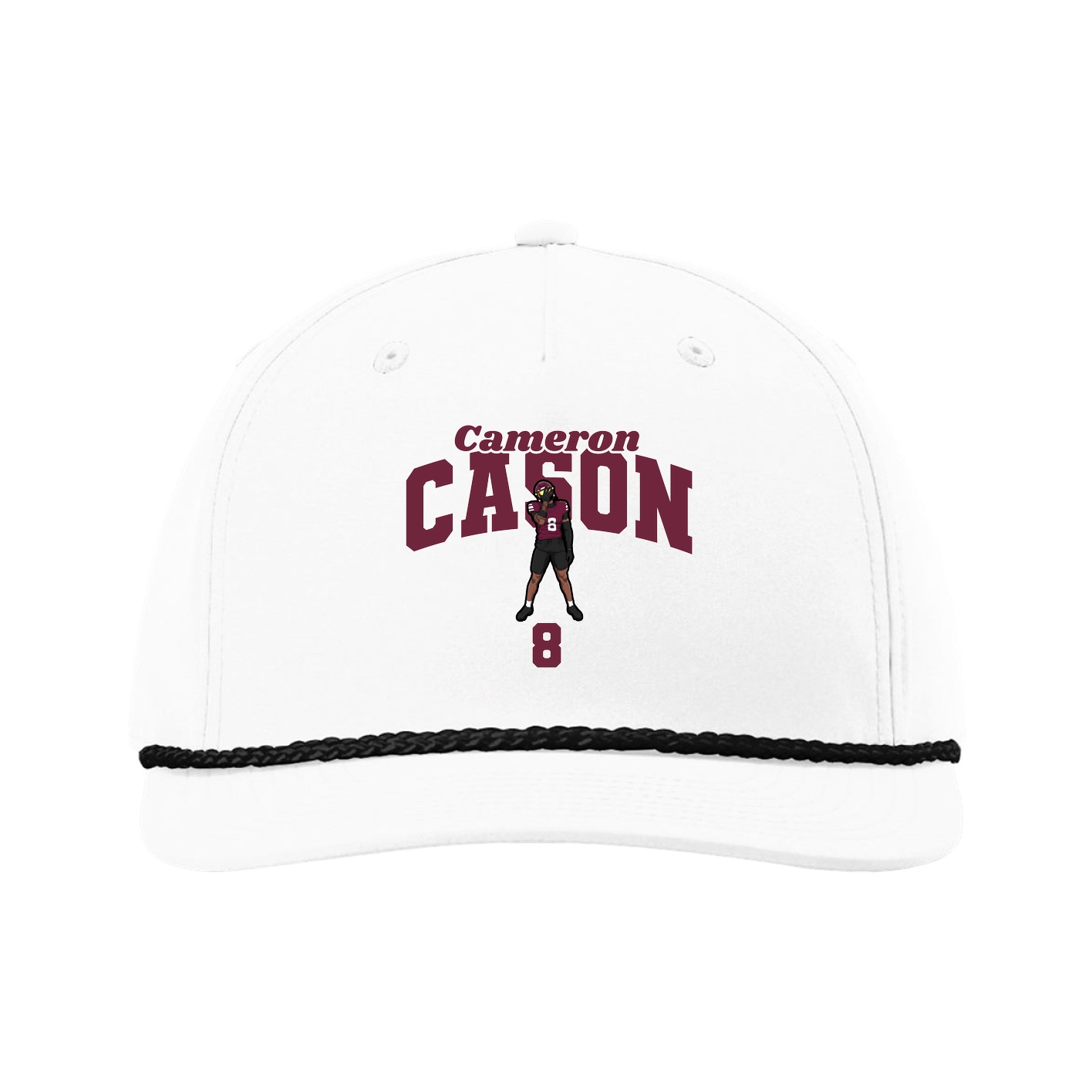 Five-Panel Classic Rope Cap — Signature Arch in White
