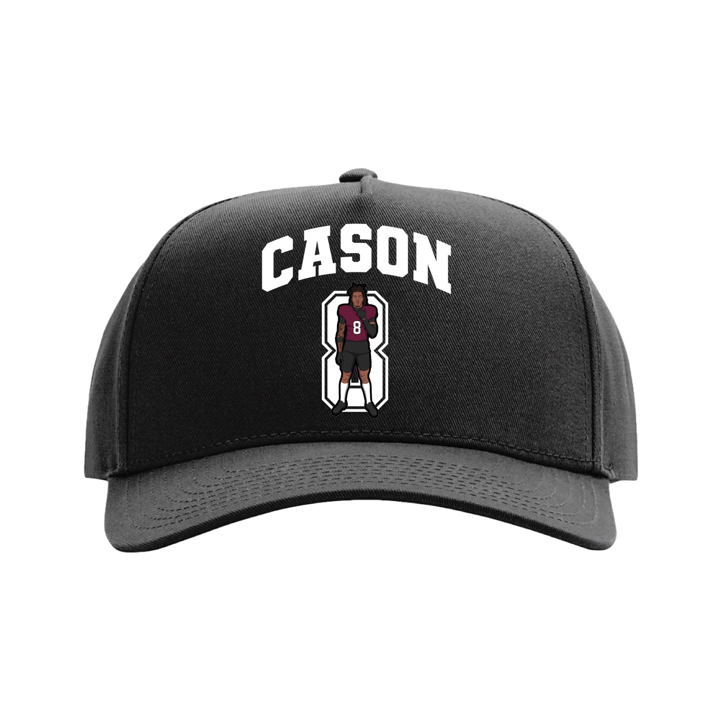 Full Fabric Five-Panel Champ Cap — Number in Black