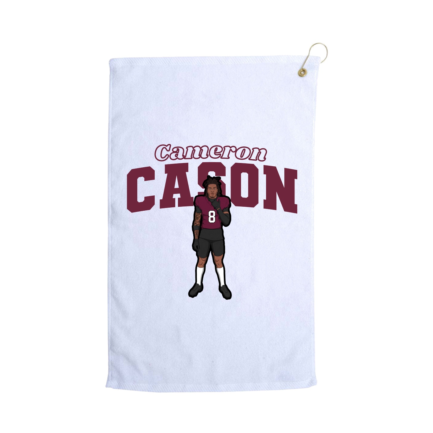 Golf Towel — Name Arch in White