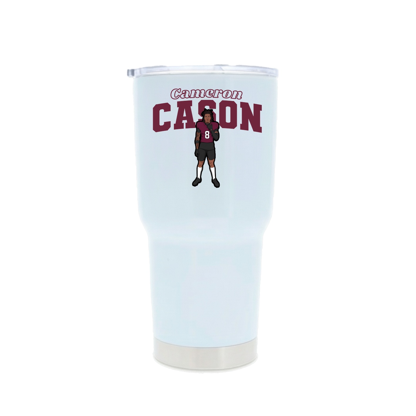 30oz Stainless Steel Tumbler — Name Arch in White