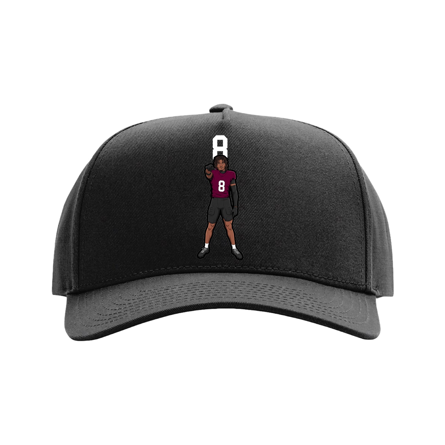 Full Fabric Five-Panel Champ Cap — Number Top in Black