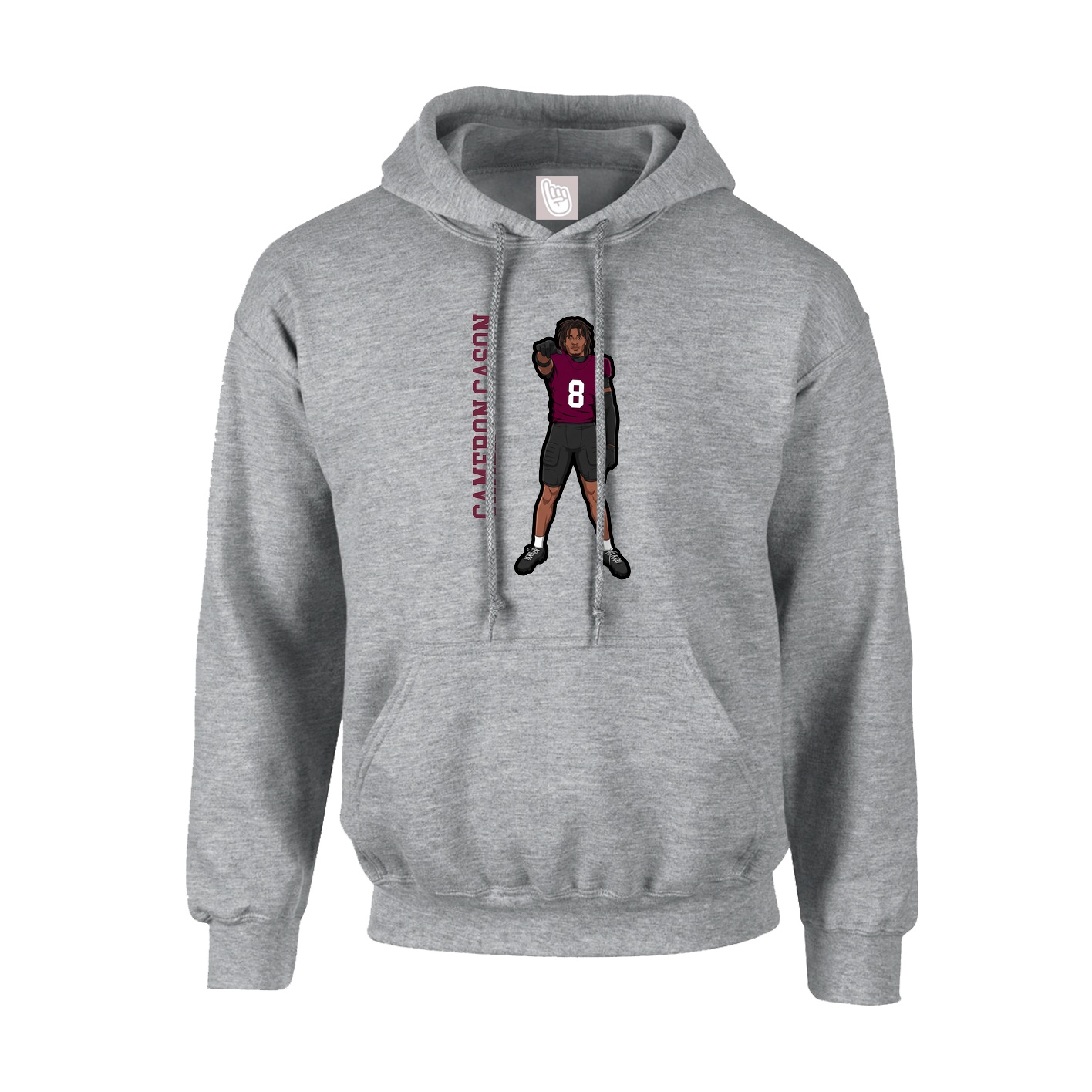 Youth Hoodie — Name Vertical in Grey