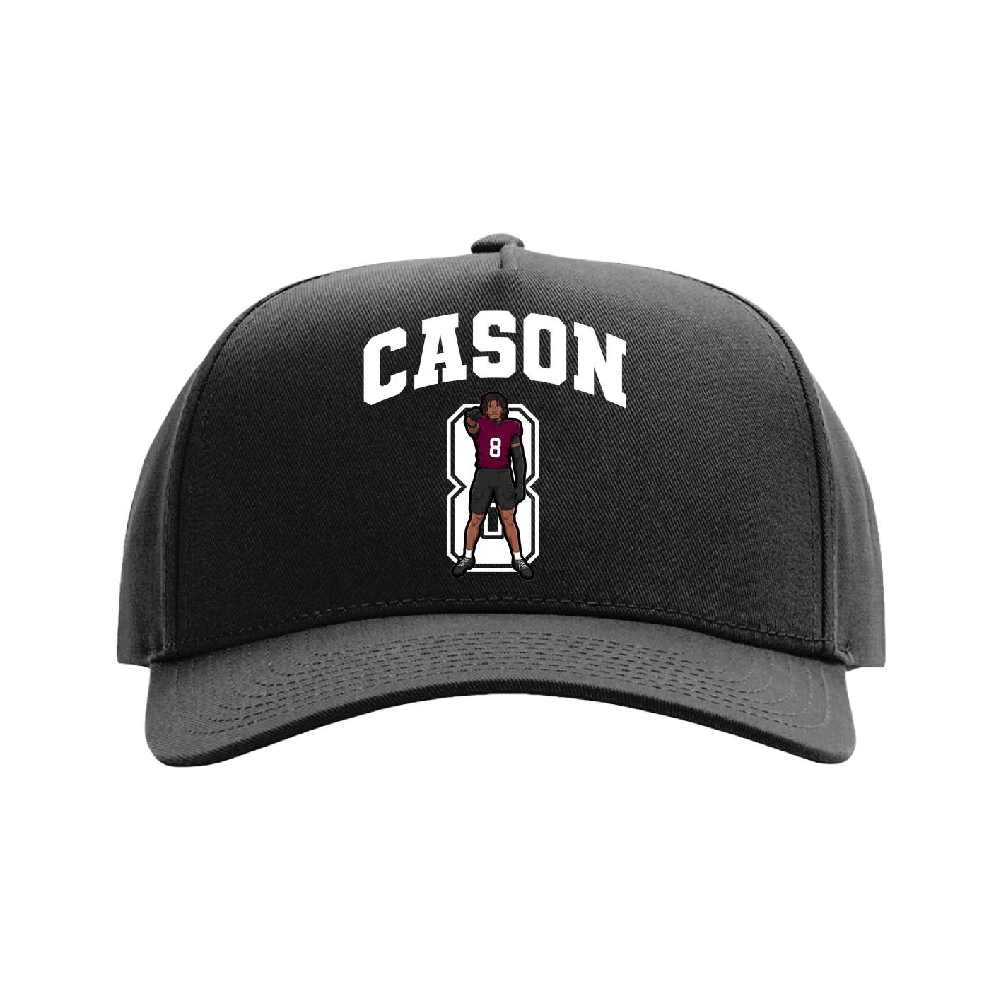 Full Fabric Five-Panel Champ Cap — Number in Black