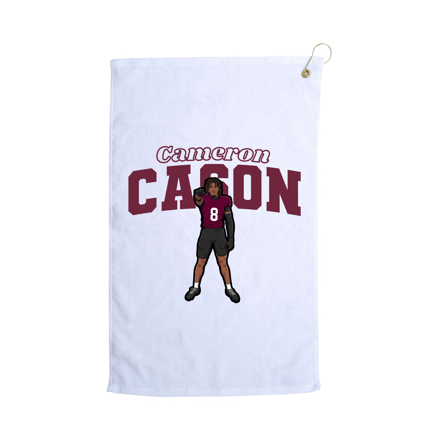 Golf Towel — Name Arch in White