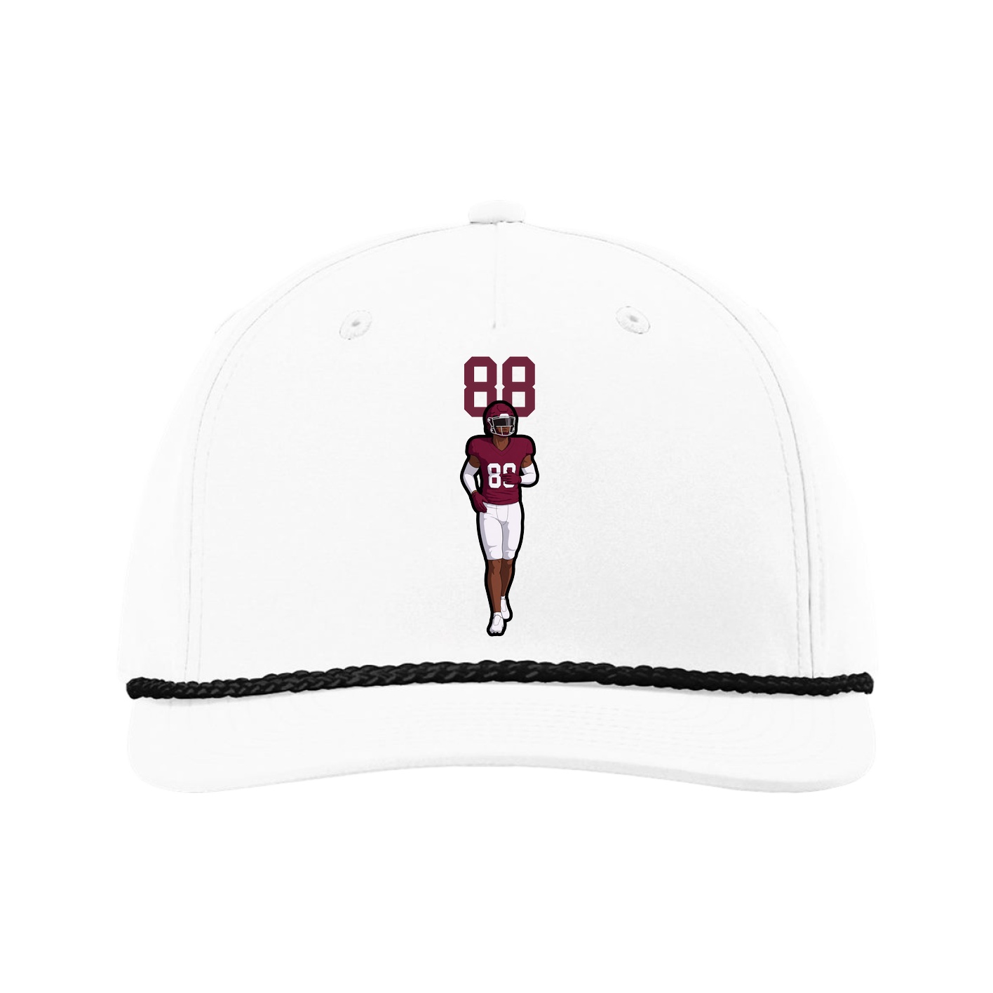 Five-Panel Classic Rope Cap — Number Top in White