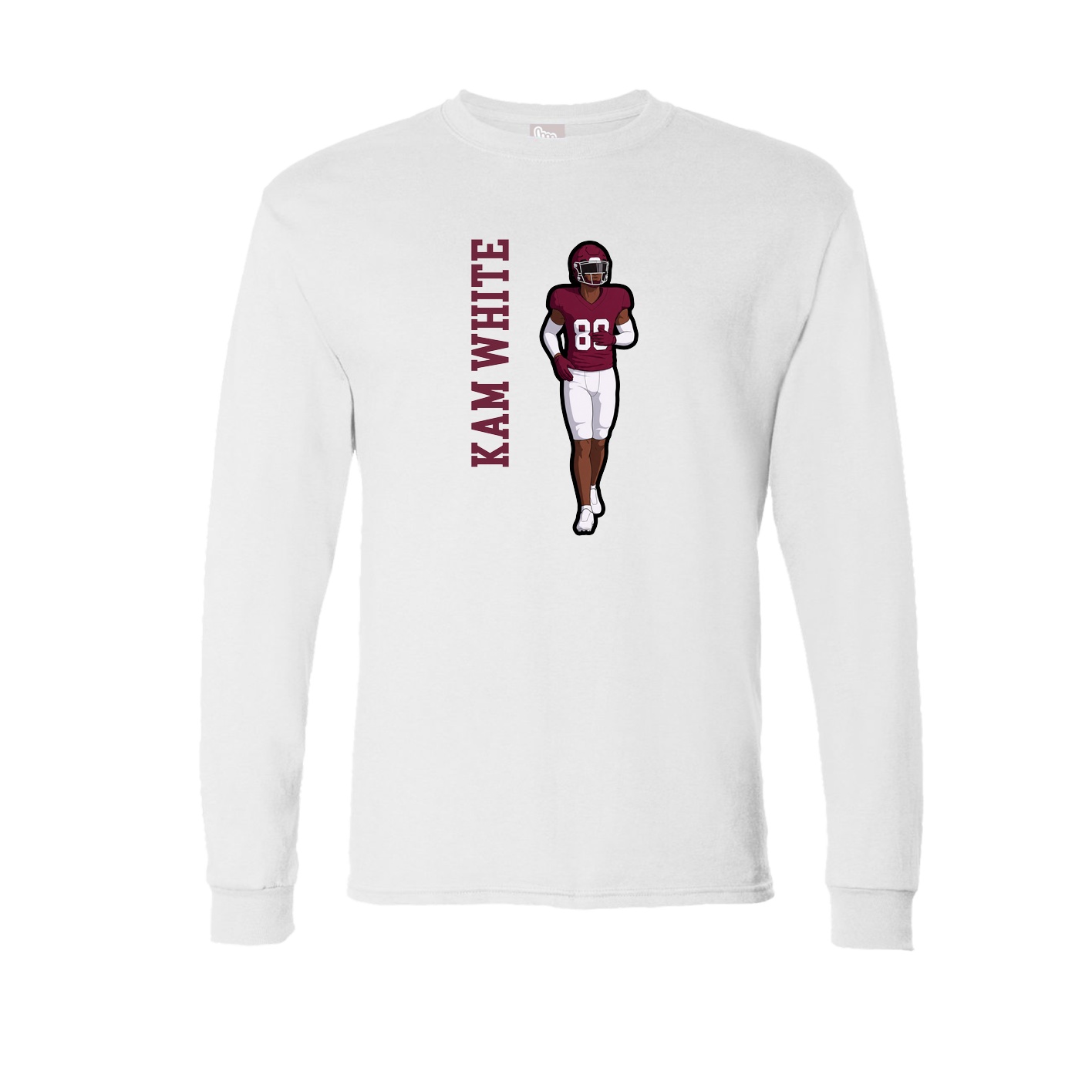 Long Sleeve Tee — Name Vertical in White