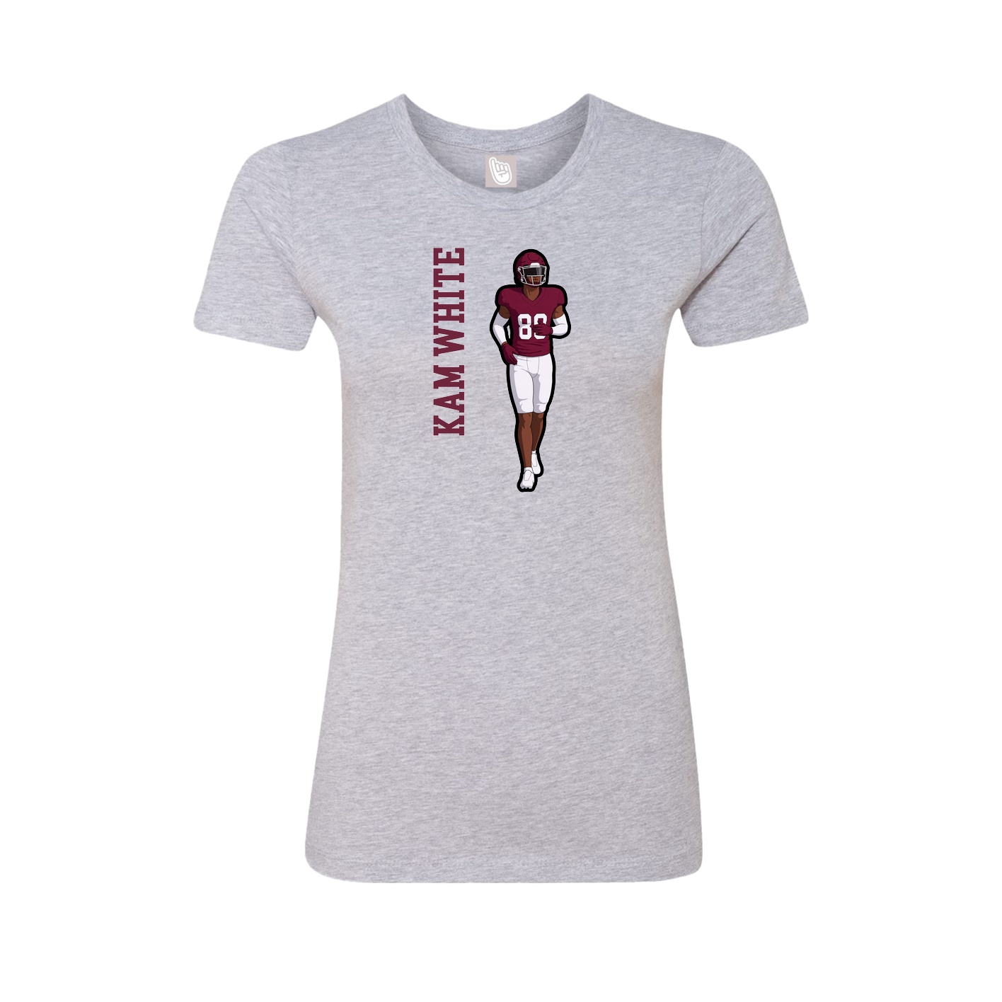 Fitted Women's Tee — Name Vertical in Grey