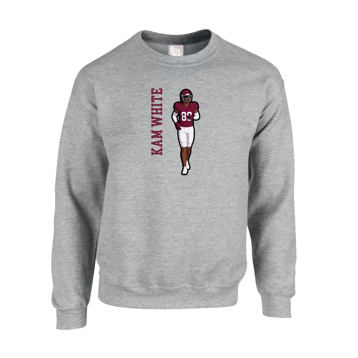 Fleece Crew — Name Vertical in Grey