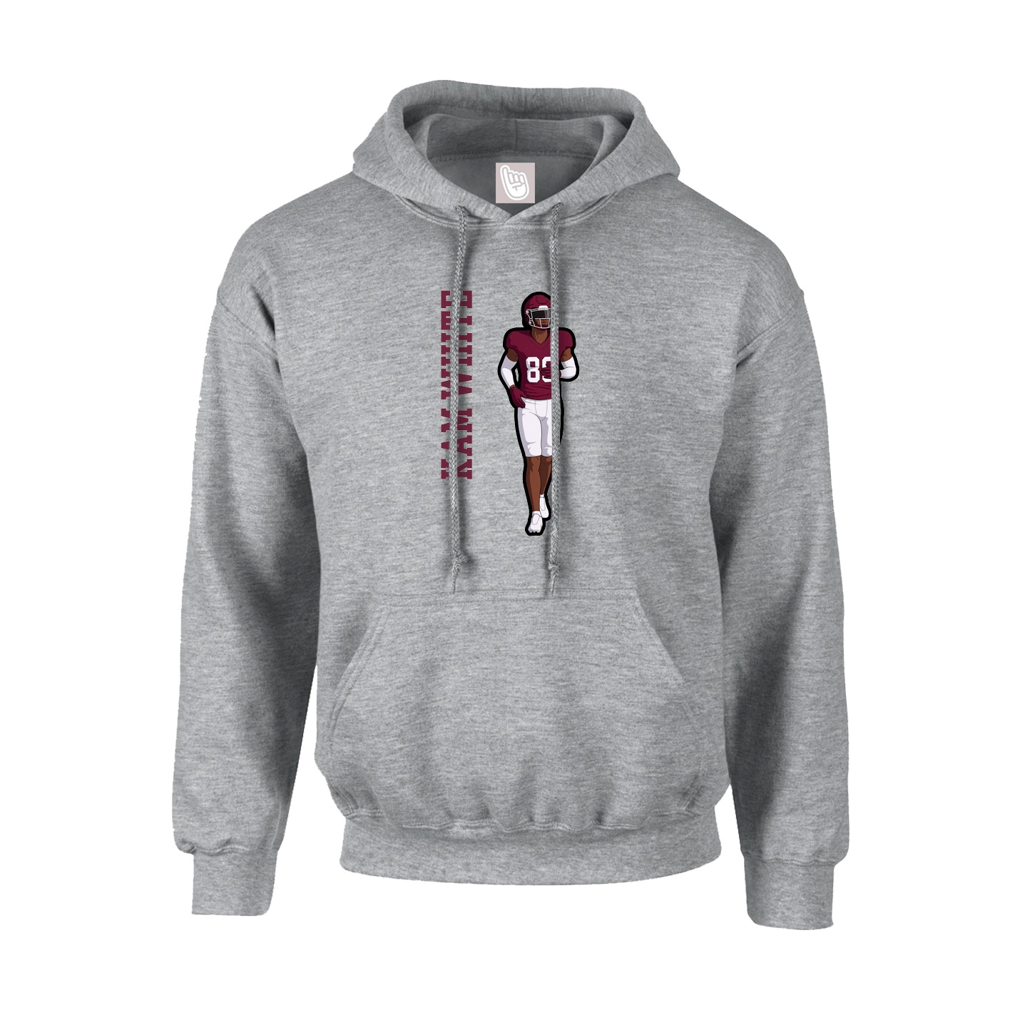Youth Hoodie — Name Vertical in Grey