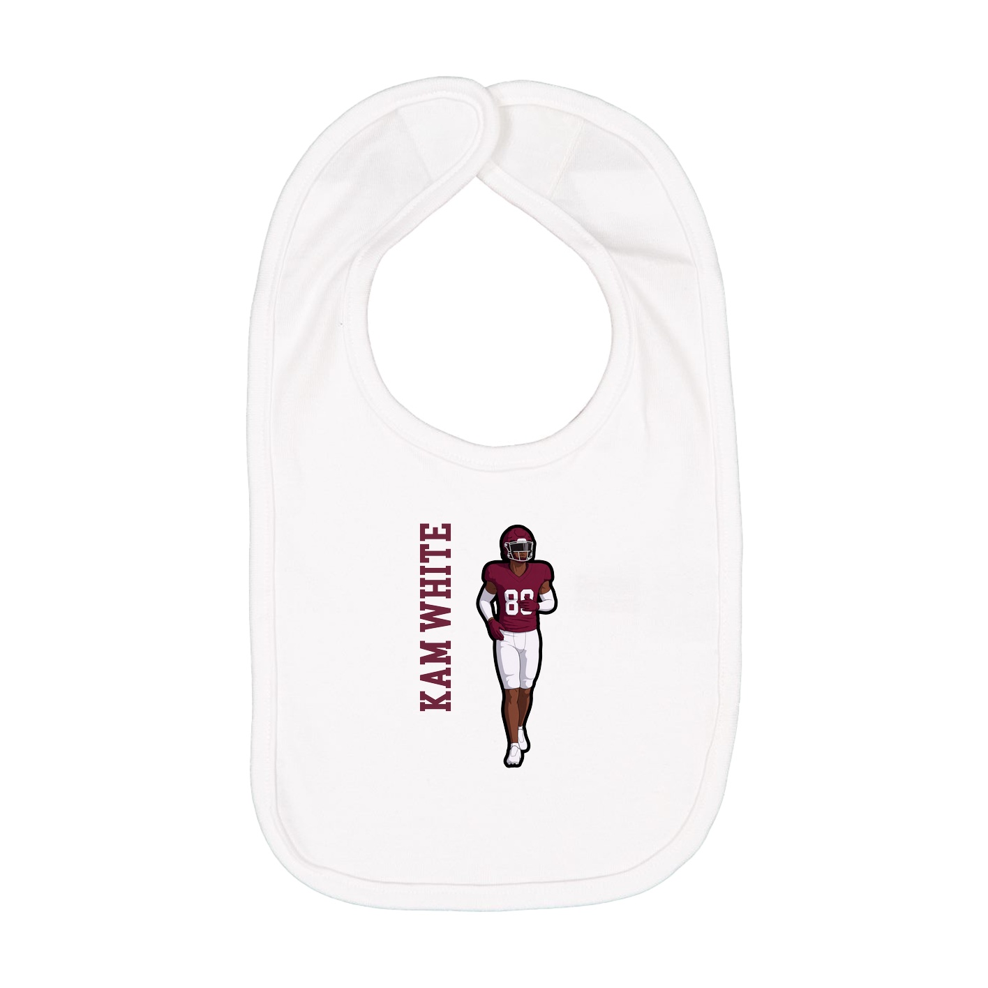 Infant Bib — Name Vertical in White