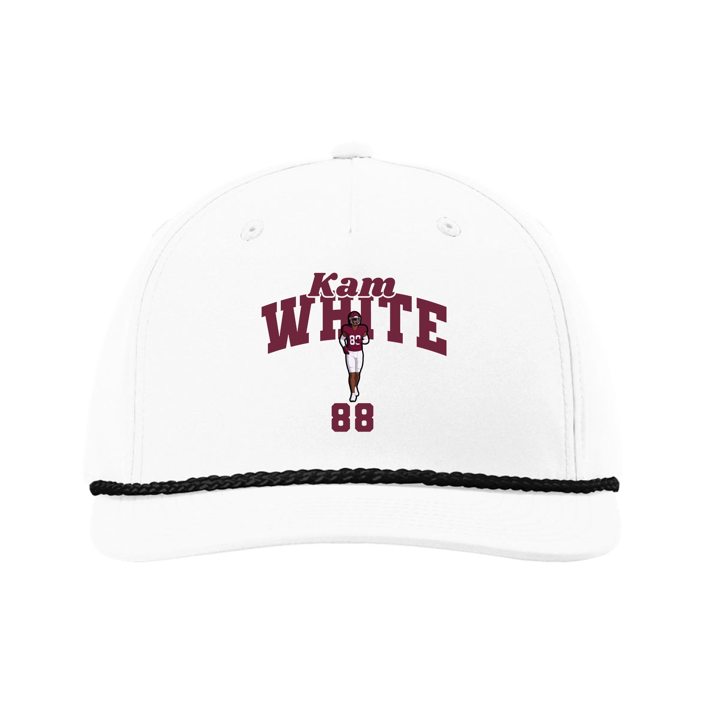 Five-Panel Classic Rope Cap — Signature Arch in White