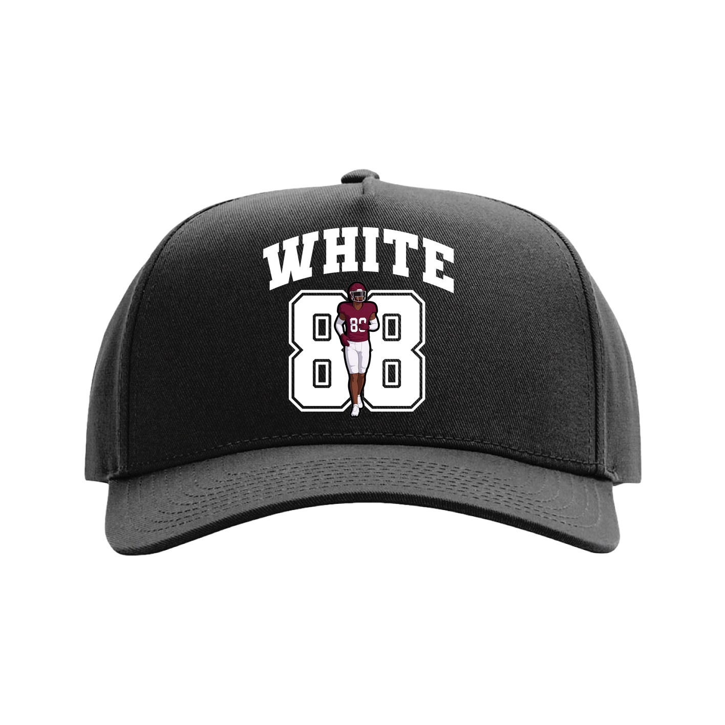 Full Fabric Five-Panel Champ Cap — Number in Black