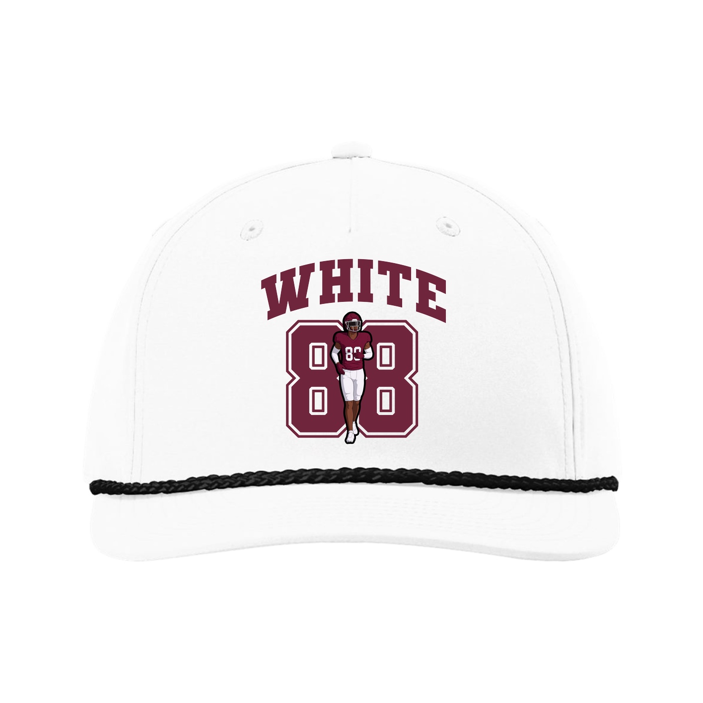 Five-Panel Classic Rope Cap — Number in White