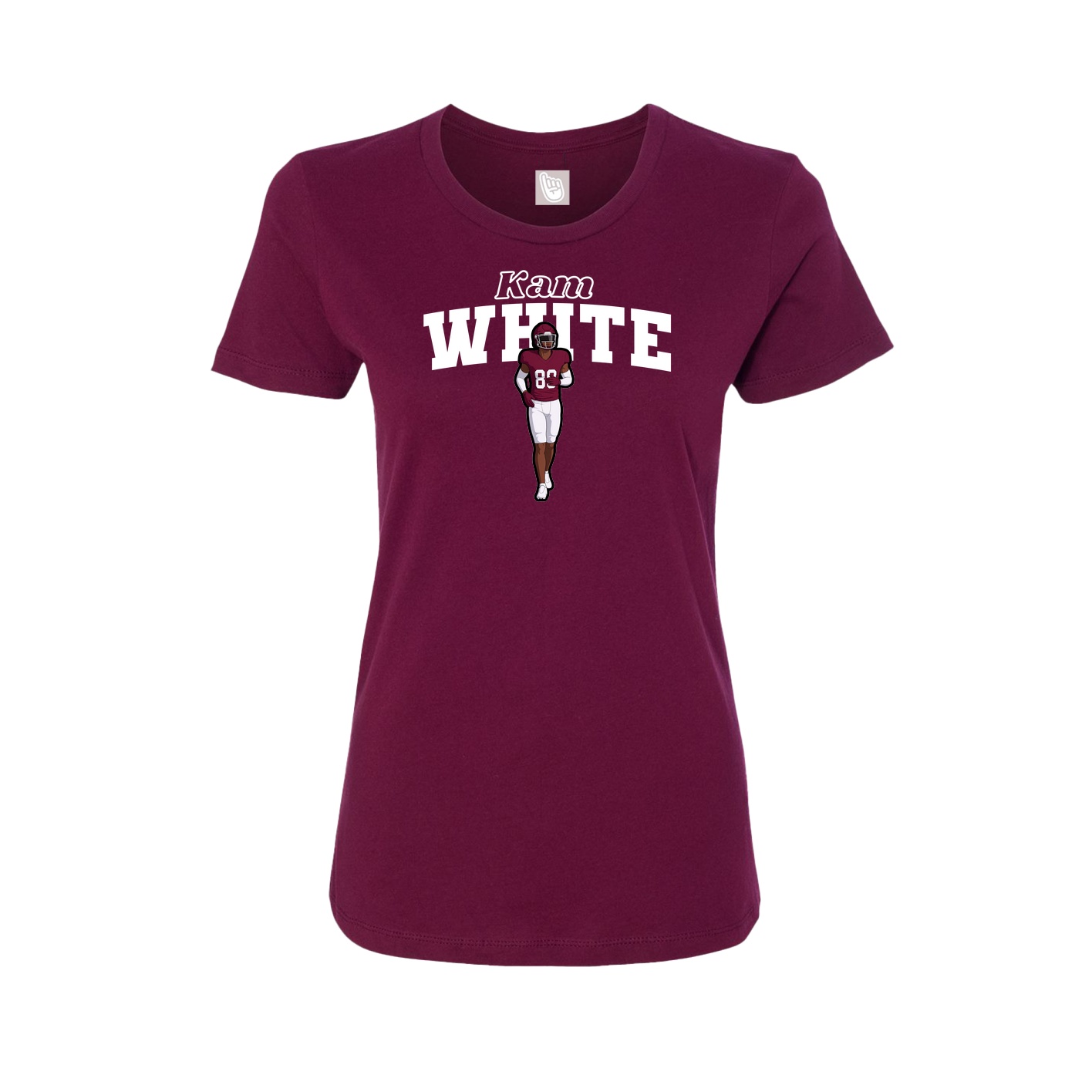 Fitted Women's Tee — Name Arch in Maroon