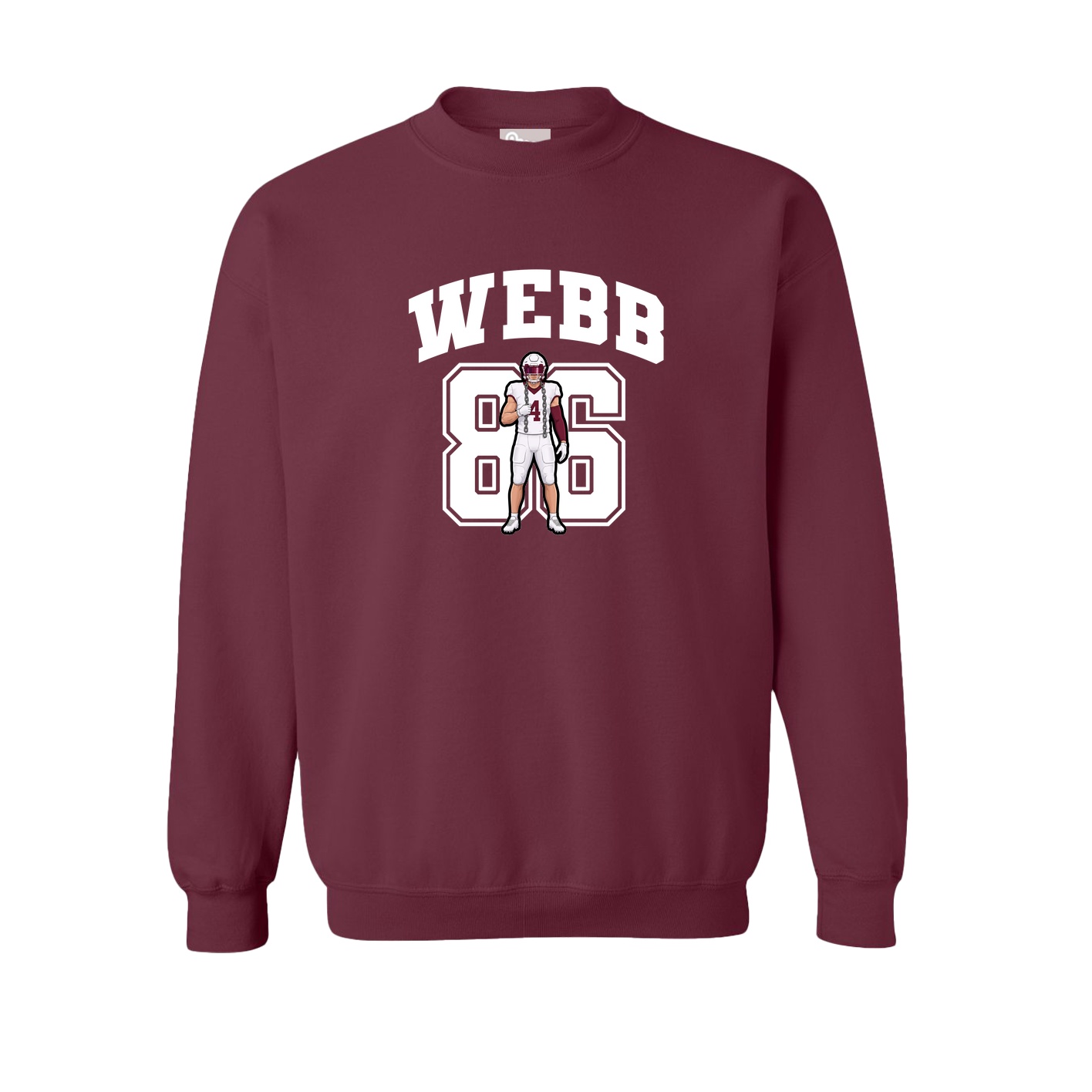 Fleece Crew — Number in Maroon