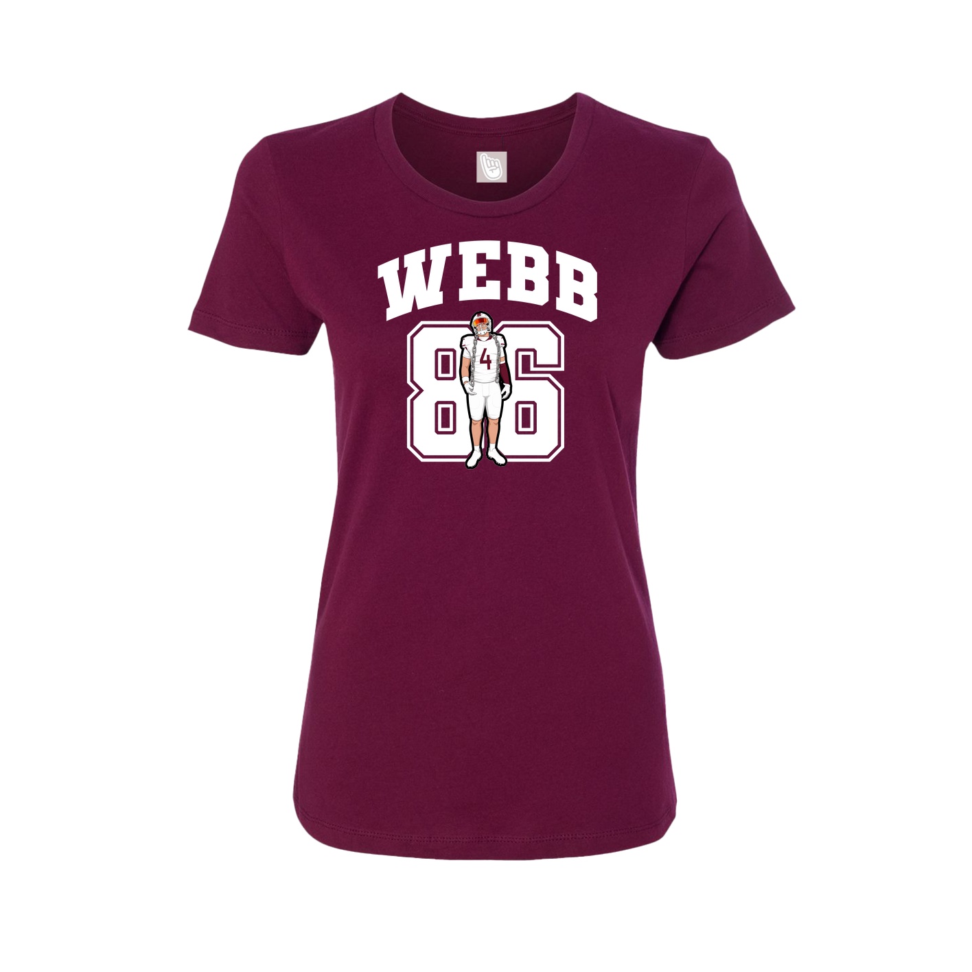 Fitted Women's Tee — Number in Maroon