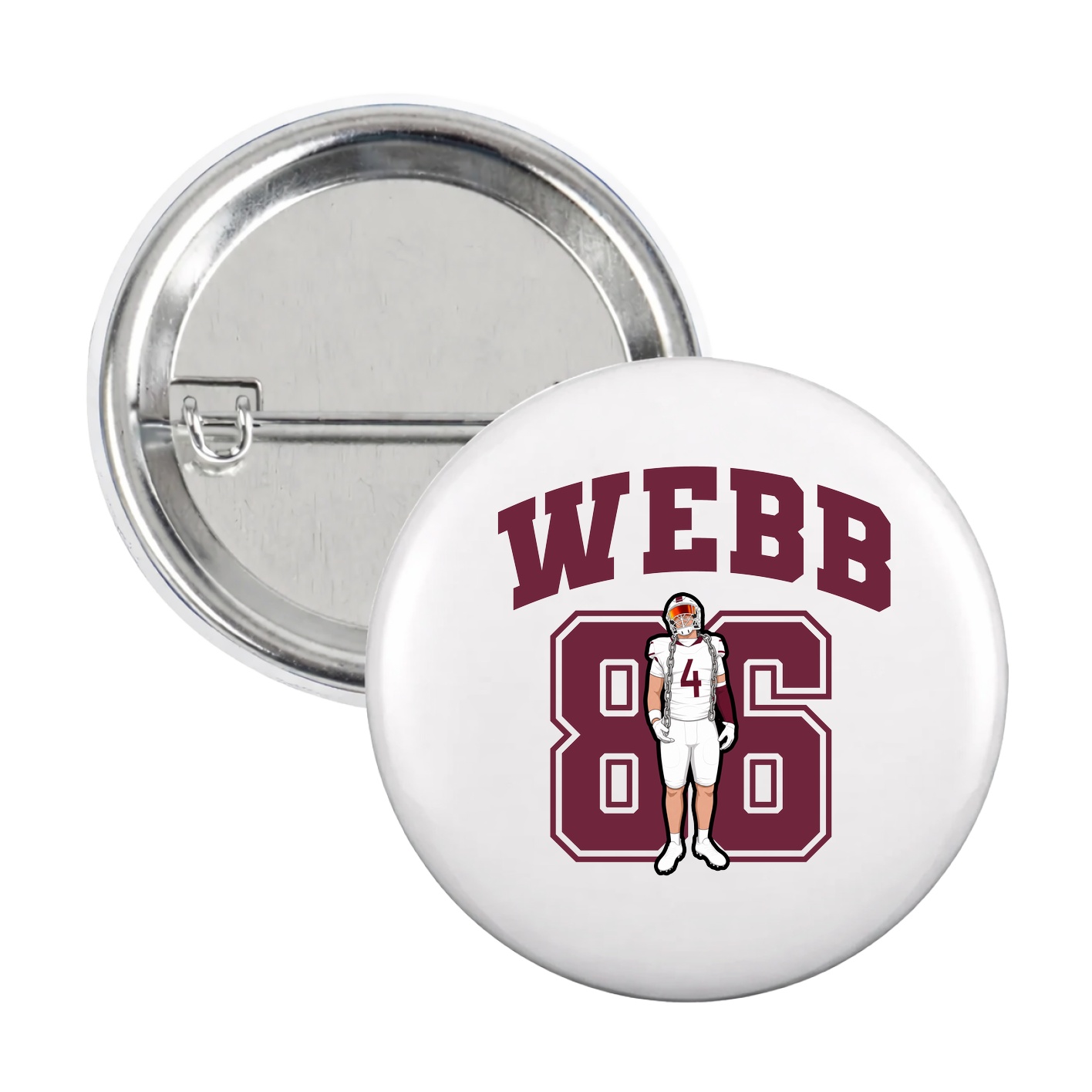 Game Day Button — Number in White