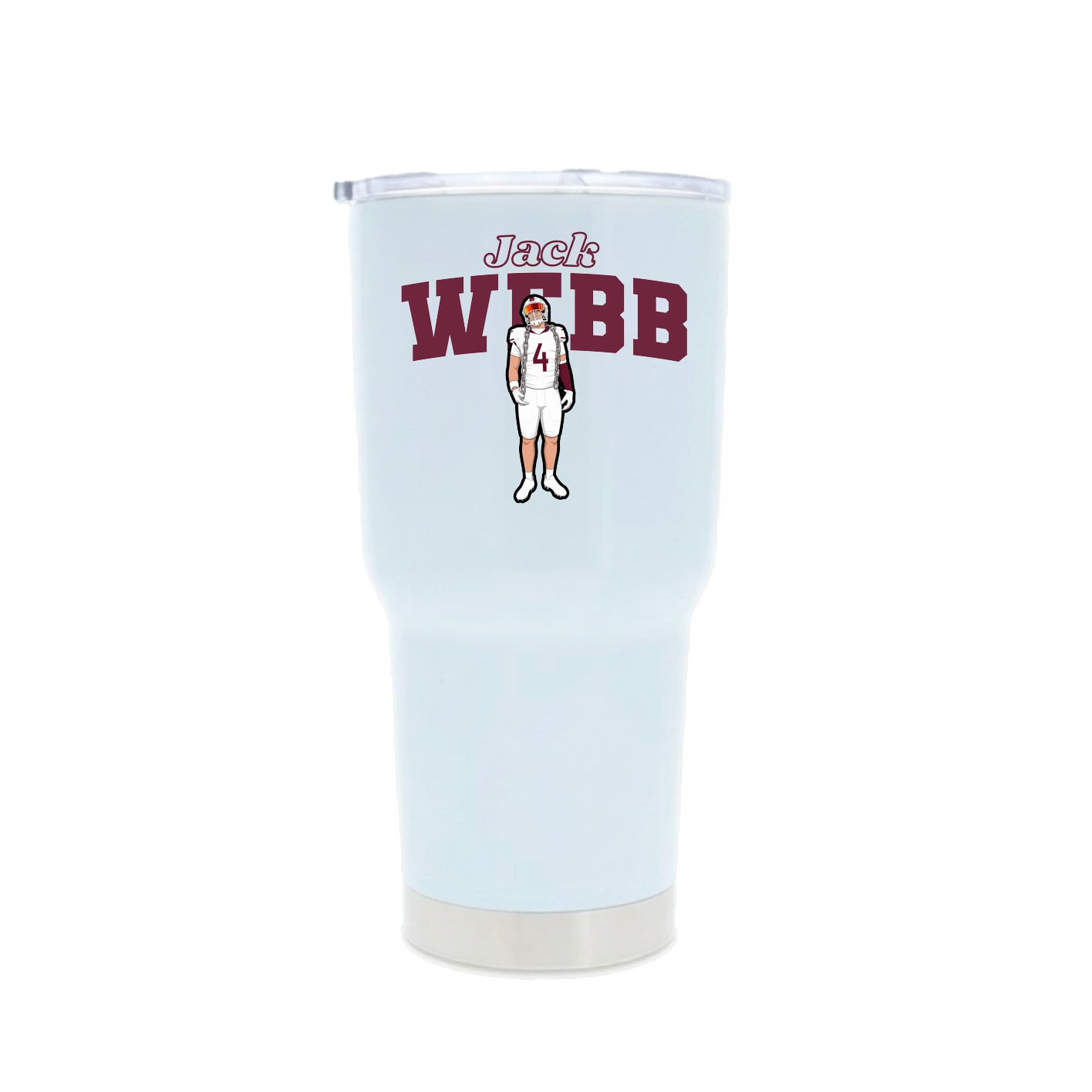 30oz Stainless Steel Tumbler — Name Arch in White