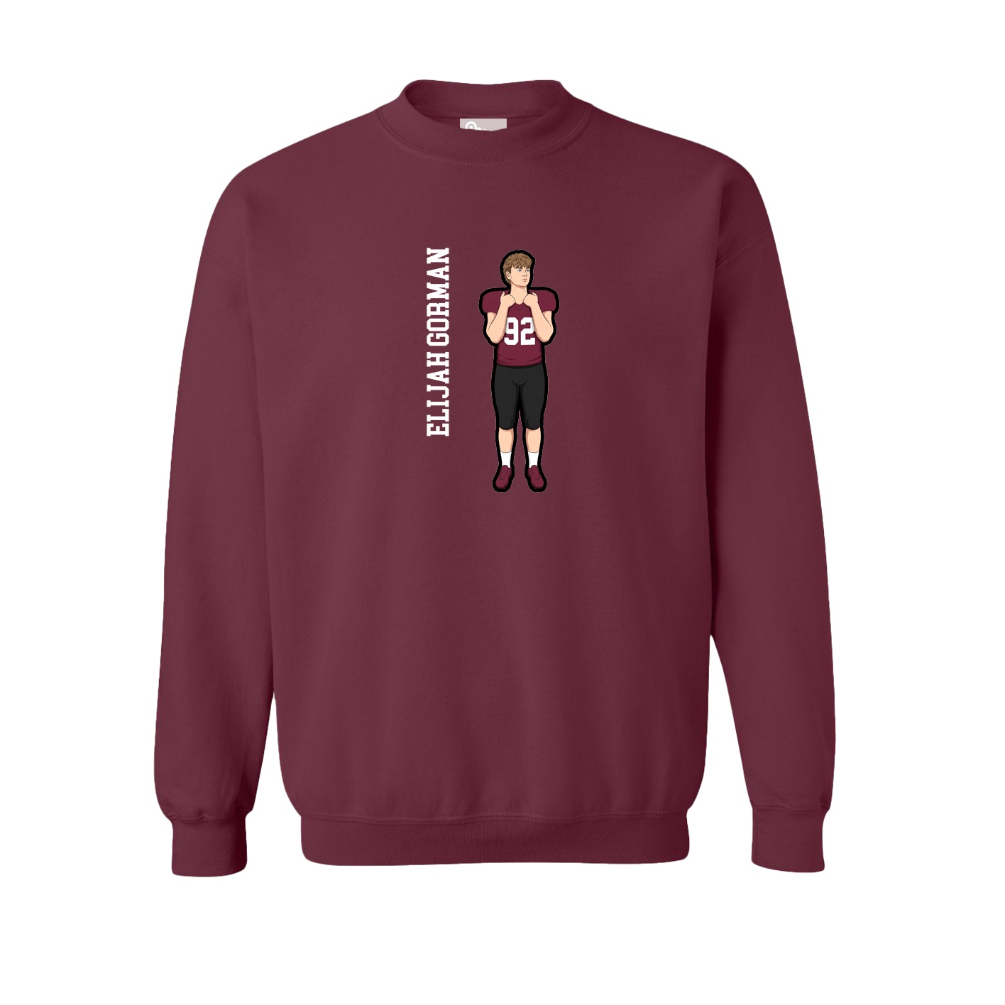 Fleece Crew — Name Vertical in Maroon