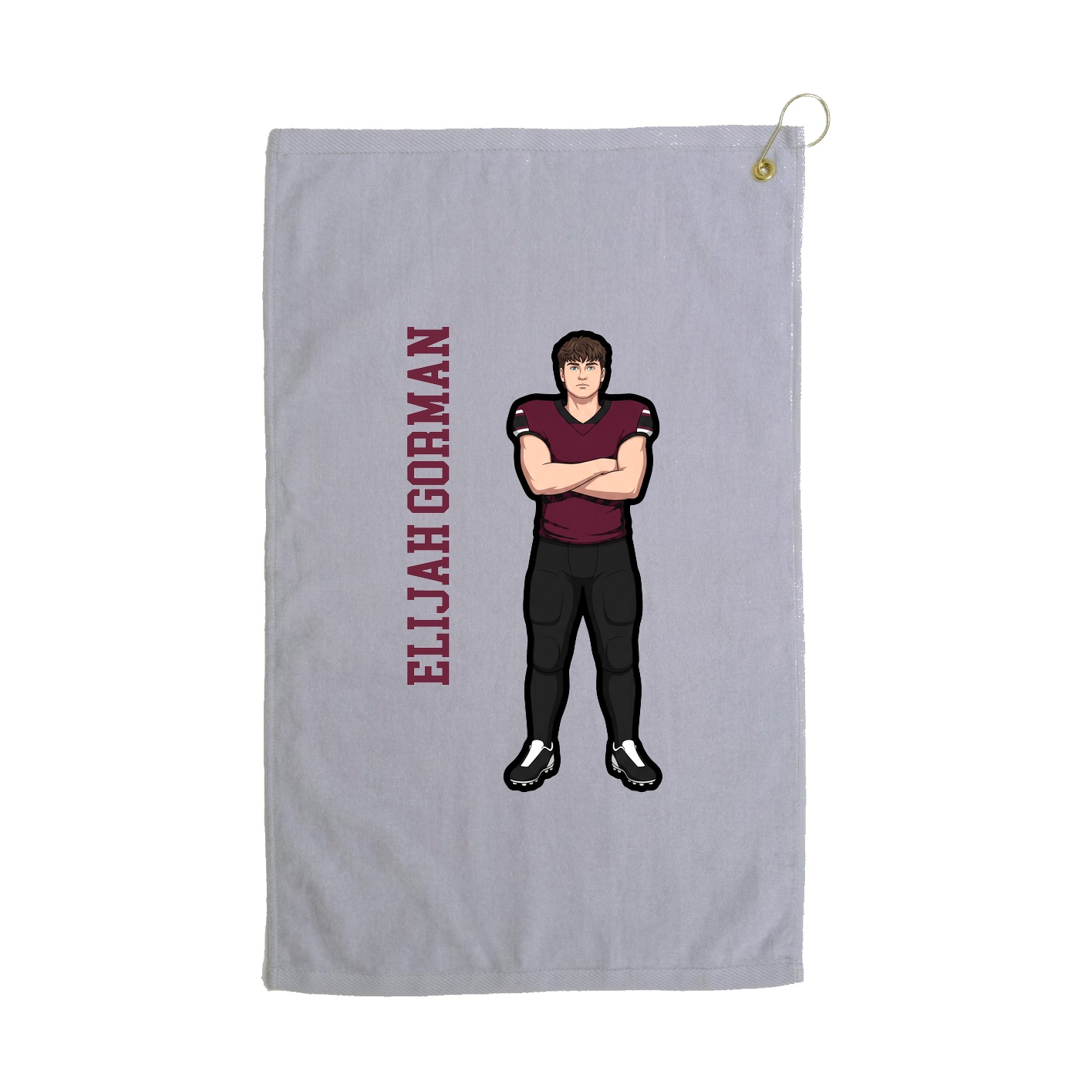 Golf Towel — Name Vertical in Grey