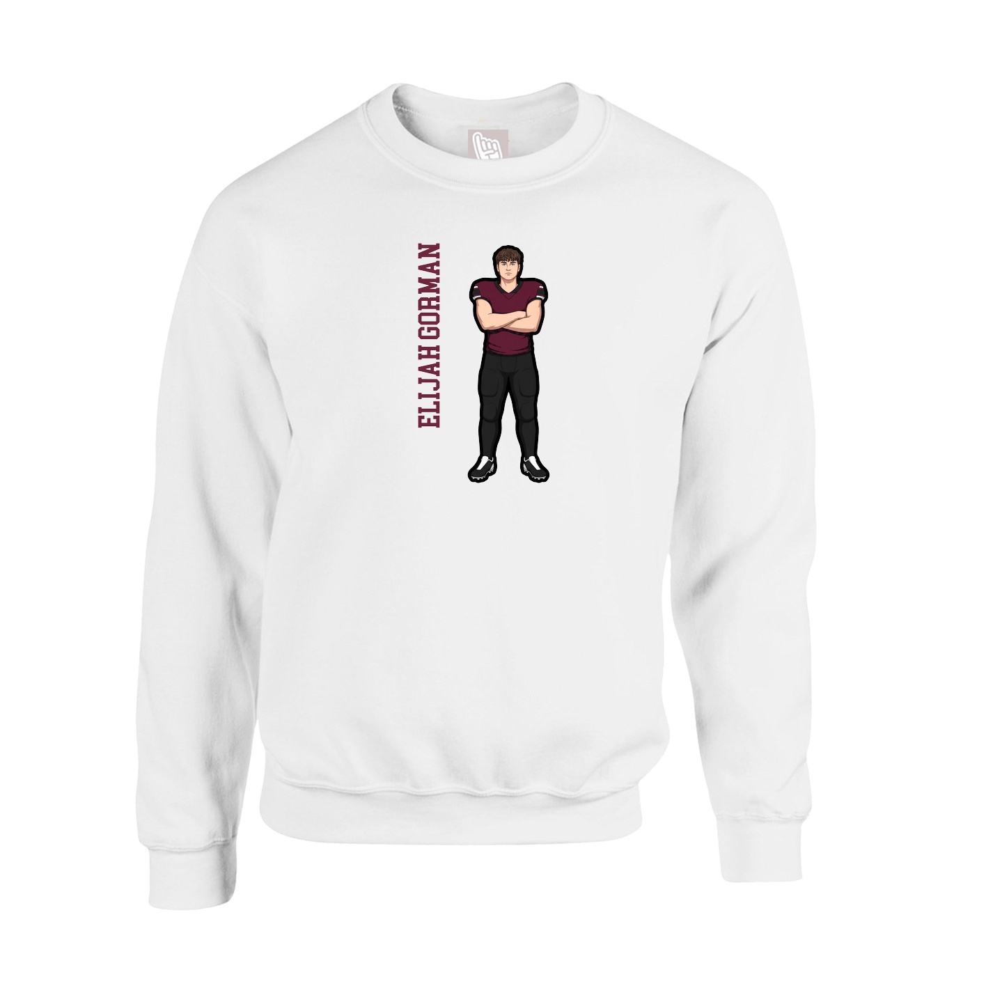 Fleece Crew — Name Vertical in White