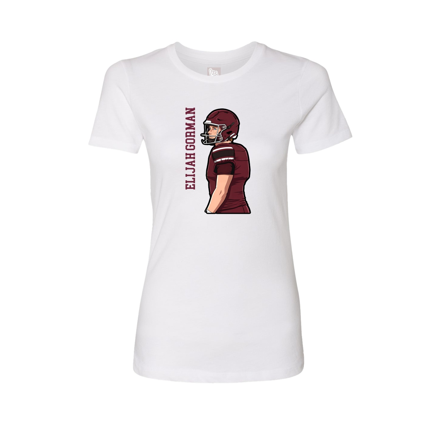 Fitted Women's Tee — Name Vertical in White