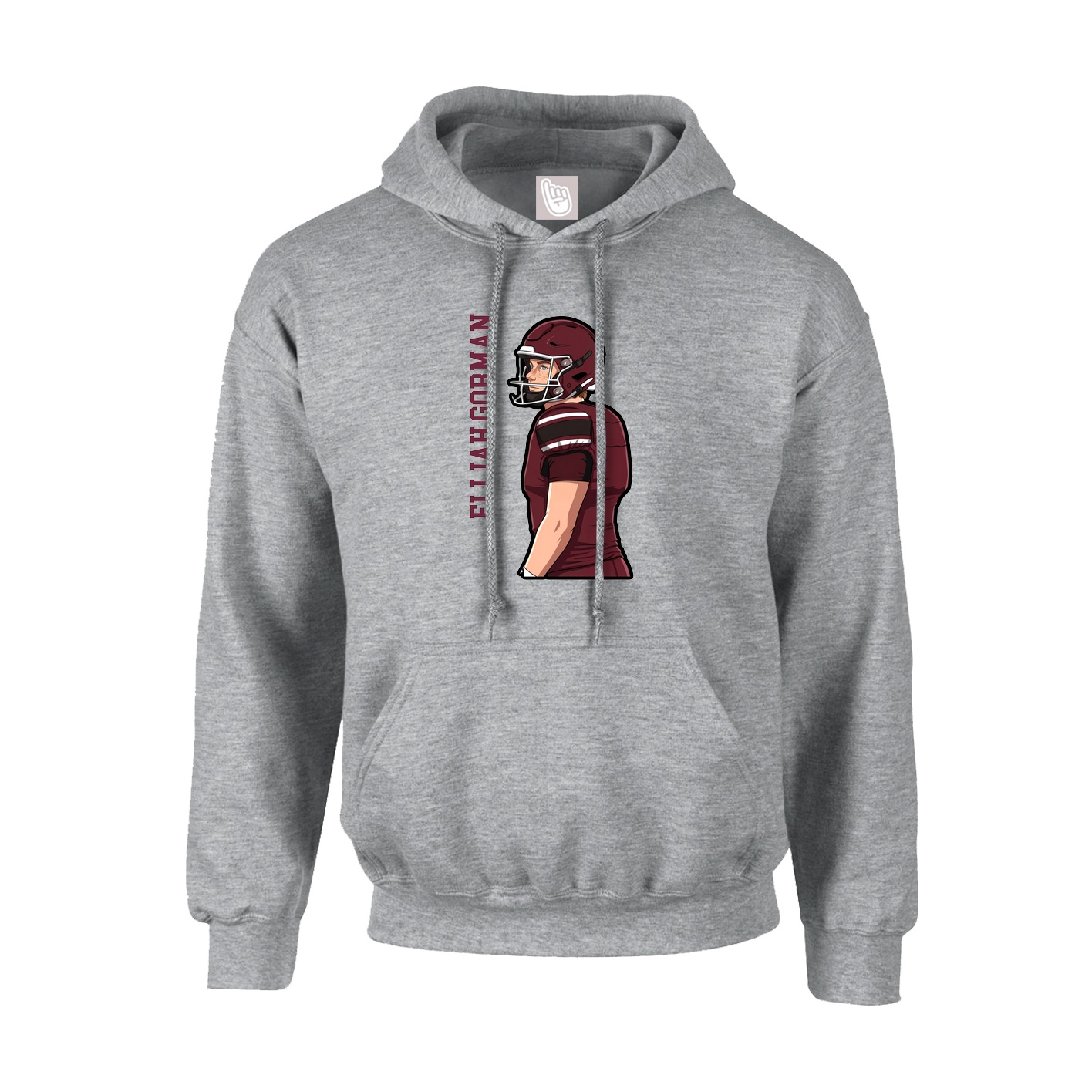 Hoodie — Name Vertical in Grey