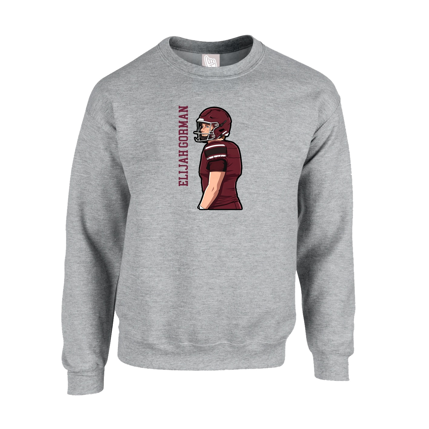 Fleece Crew — Name Vertical in Grey