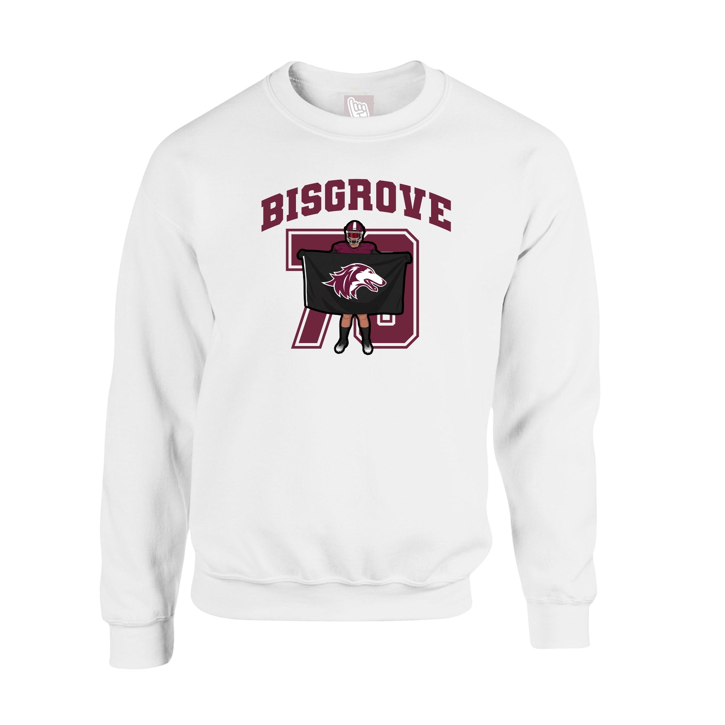 Fleece Crew — Number in White
