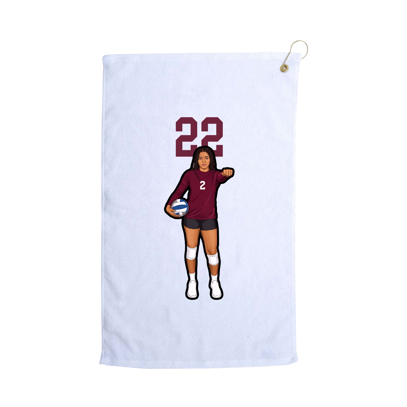 Golf Towel — Number Top in White