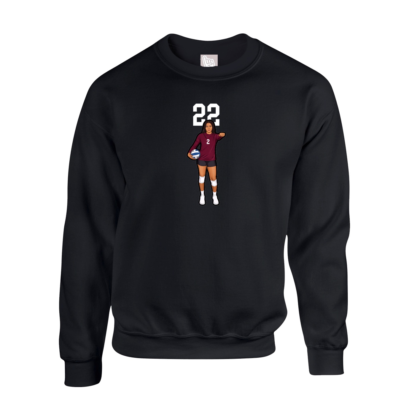 Fleece Crew — Number Top in Black
