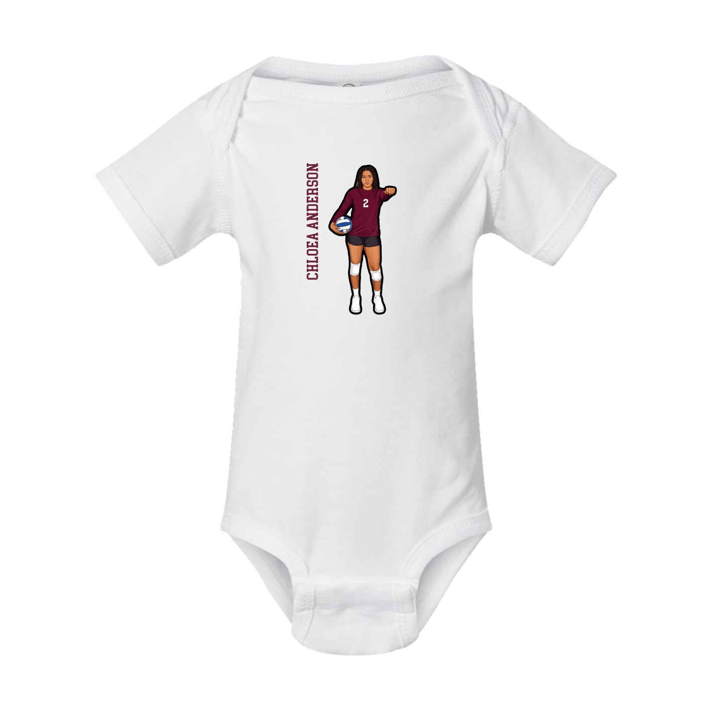 Baby Onesie — Name Vertical in White