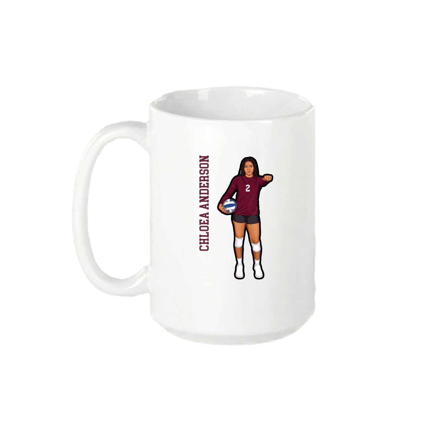 15oz Coffee Mug — Name Vertical in White