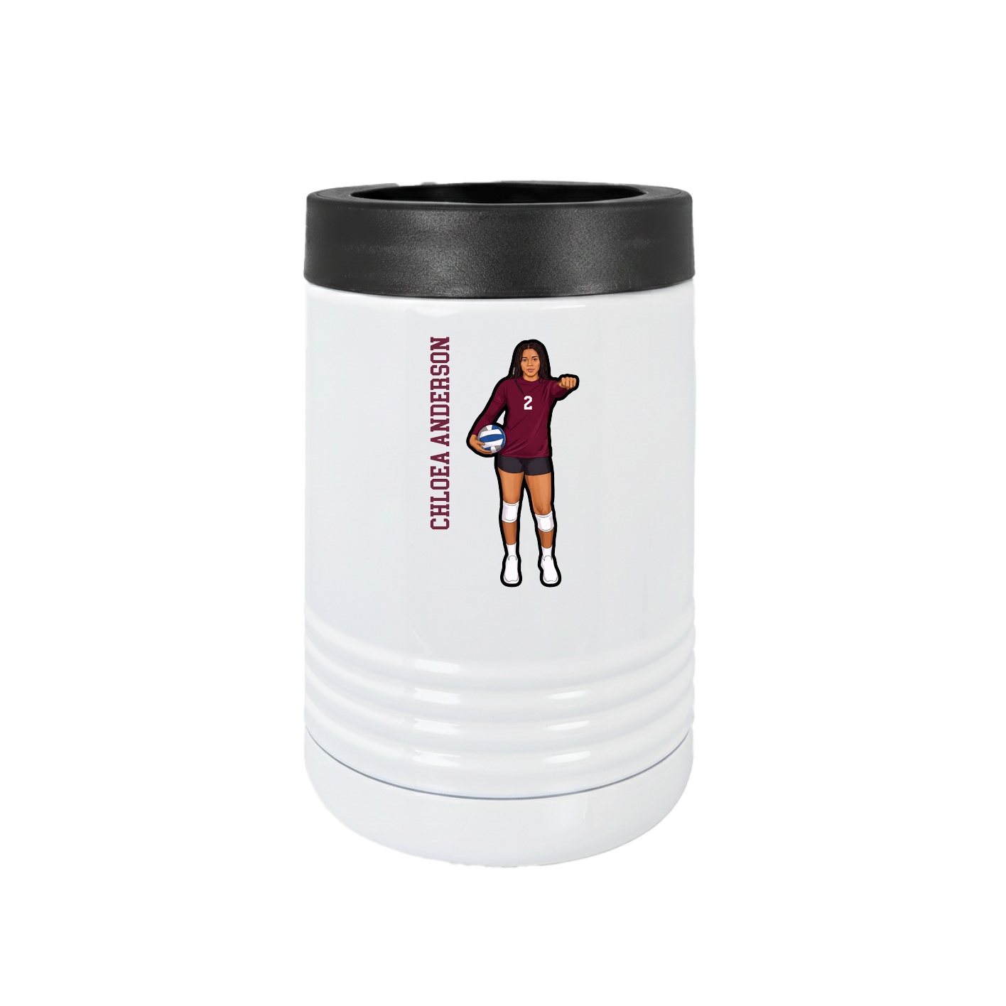 Beverage Holder — Name Vertical in White