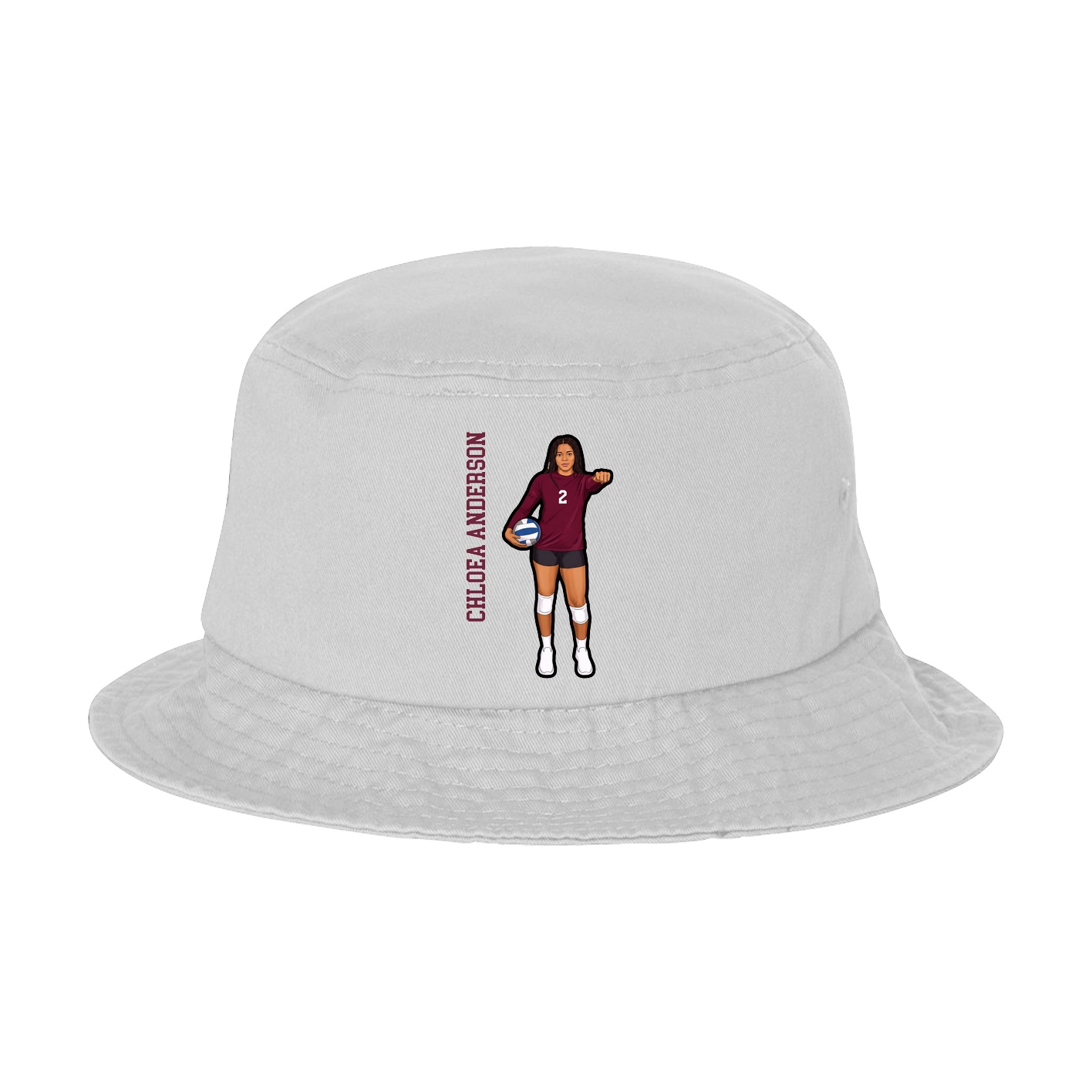 Bucket Cap — Name Vertical in White