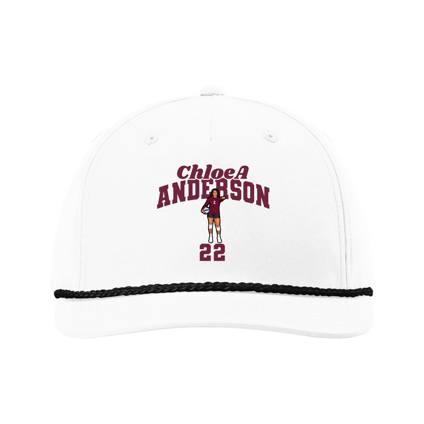 Five-Panel Classic Rope Cap — Signature Arch in White