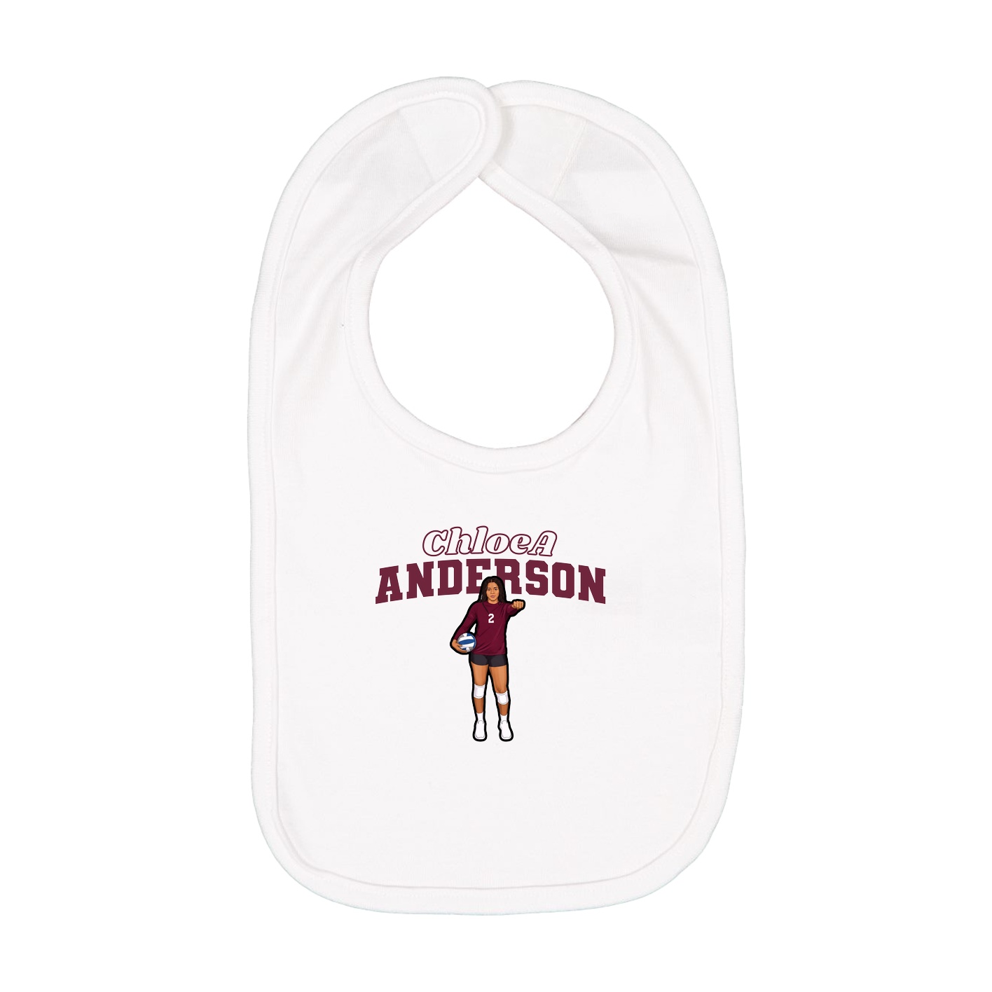 Infant Bib — Name Arch in White